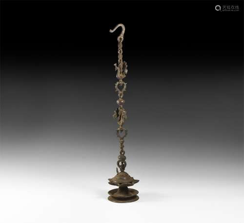 Indian Large Temple Lamp and Chain
