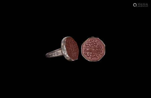 Islamic Silver Ring with Calligraphic Gemstone