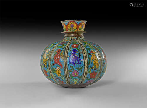 Indian Enamelled Hookah Base