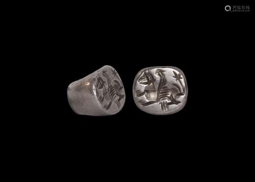 Western Asiatic Sassanian Silver Stamp Seal