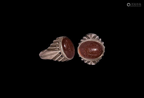 Islamic Calligraphic Gemstone in Silver Ring