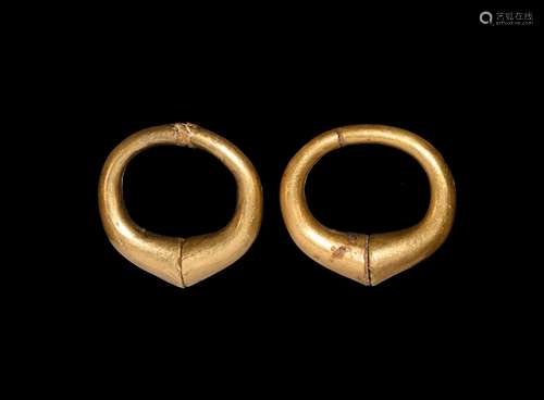 Western Asiatic Gold Clad Earring Pair