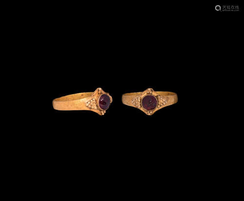 Byzantine Gold Ring with Garnet Gemstone