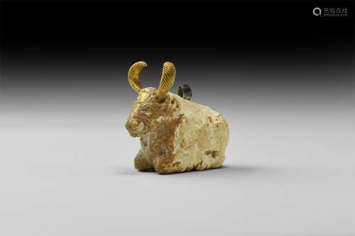 Western Asiatic Bull Statuette with Gold Horns