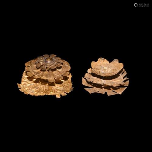 Western Asiatic Sassanian Gold Tree Ornament Pair