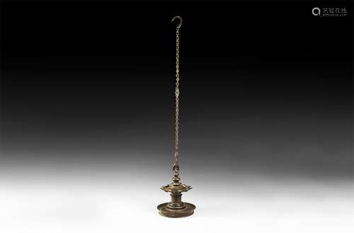 Indian Large Temple Lamp and Chain