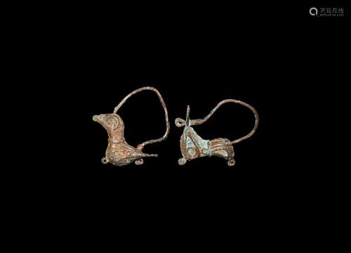 Islamic Fatimid Silver Bird Earrings