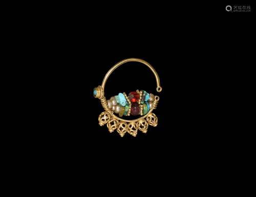 Western Asiatic Gold Earring with Beads