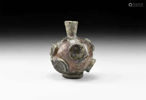 Western Asiatic Sassanian Glass Button Bottle