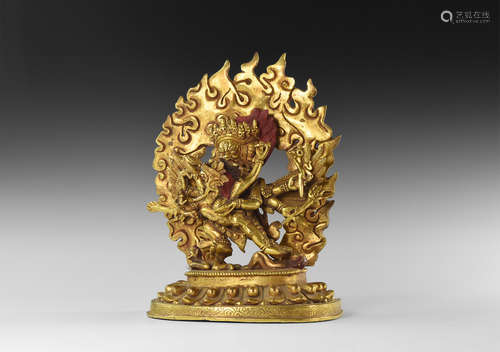 Tibetan Gilt Shiva-Shakti Figure