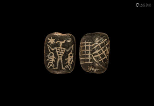 Western Asiatic Early Dynastic Serpentine Figural Stamp Seal