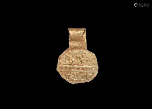 Viking Gold Stamped Pellet Pendant