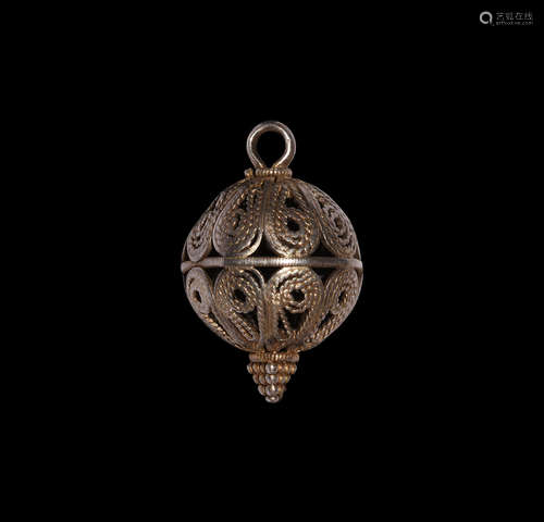 Post Medieval Gilt Silver Orb Pendant