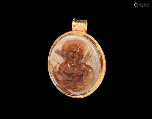 Christ Cameo in Gold Pendant