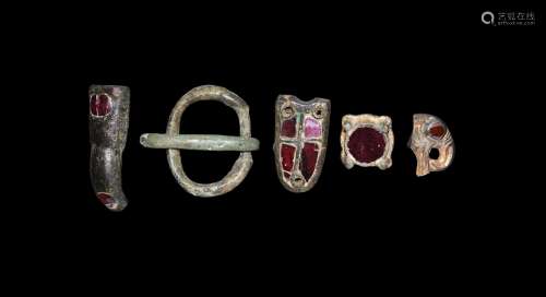 Germanic Garnet Inlaid Belt Fitting Group