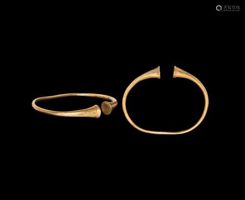 Iron Age Celtic Gold Bracelet with Trumpet Terminals