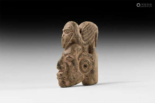 Pre Columbian Mayan Pelican and Head Pendant