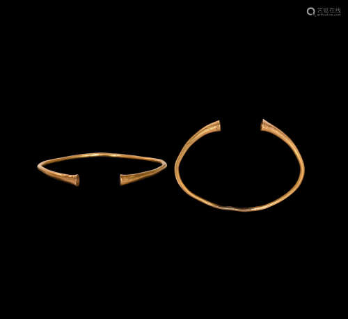 Iron Age Celtic Gold Bracelet with Conical Terminals