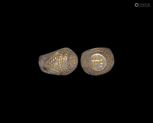 Post Medieval Gilt Silver Ring with Monogram