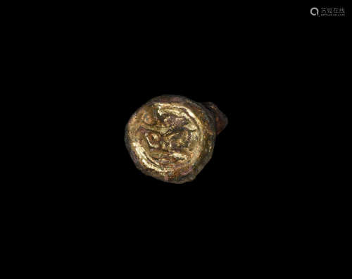 Anglo-Saxon Gilt Button Brooch with Face