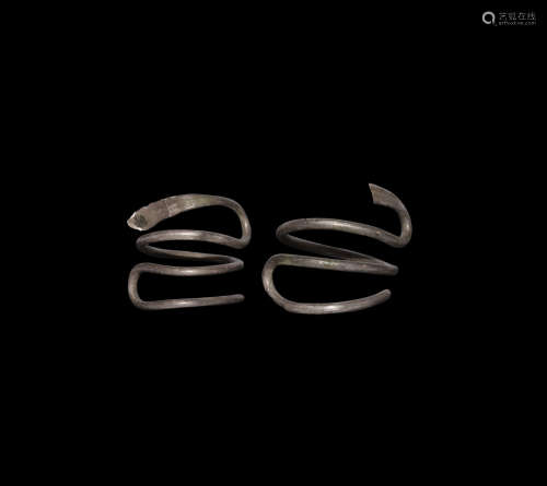 Viking Silver Hair Braid Ring Pair