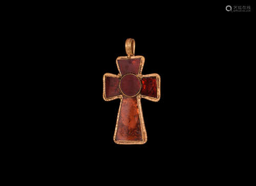 Byzantine Style Gold and Garnet Cross