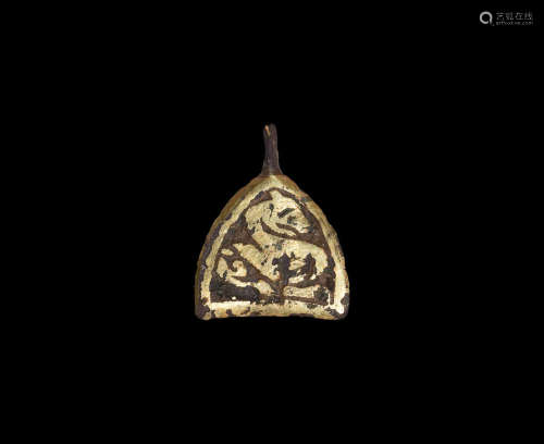 Late Anglo-Saxon Gilt Horse Harness Pendant with Beast