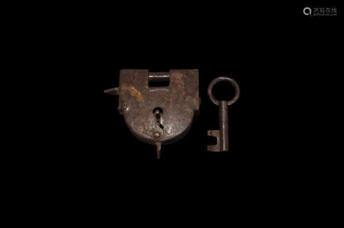 Post Medieval Padlock and Key