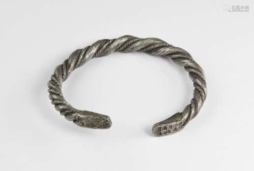 Viking Twisted Silver Rod Bracelet