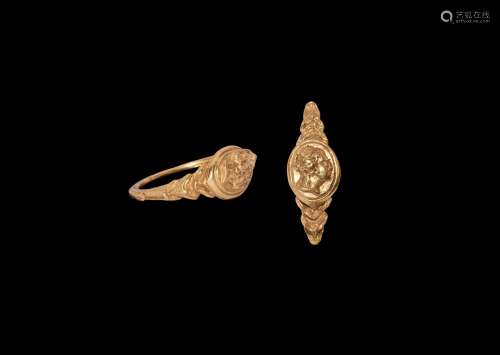Post Medieval Gold Ring with Bust
