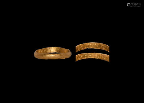 Post Medieval Gold 'Do Right to Receive' Posy Ring