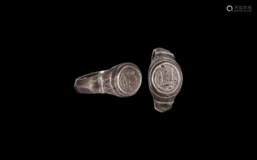 Medieval Silver Ring with Sword
