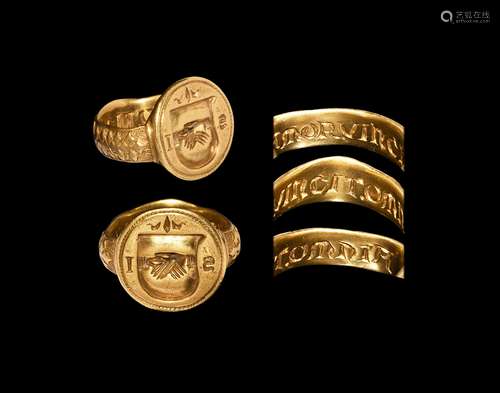 Post Medieval Gold 'Love Conquers All' Marriage Ring