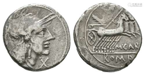 Ancient Roman Republican Coins - M Papirius Carbo - Jupiter Denarius