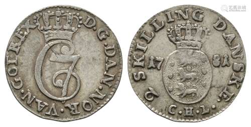 World Coins - Denmark - Christian VII - 1781 - 2 Skillings