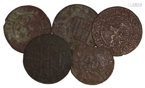 Tokens - 17th Century - Halfpenny Token Group [5]