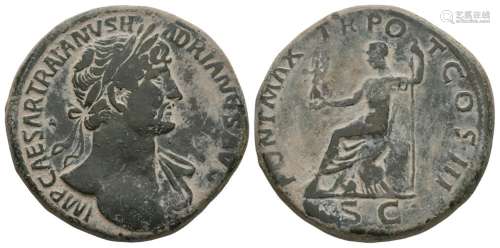 Ancient Roman Imperial Coins - Hadrian - Roma Sestertius