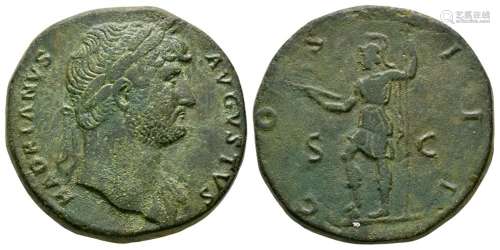 Ancient Roman Imperial Coins - Hadrian - Virtus Sestertius