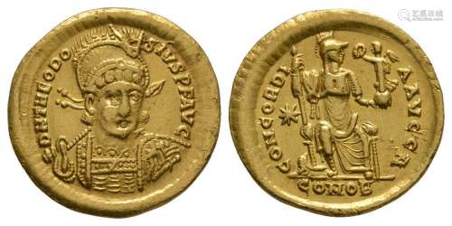 Ancient Roman Imperial Coins - Theodosius II - Constantinopolis Gold Solidus