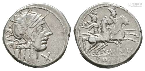 Ancient Roman Republican Coins - Q Minucius Rufus - Dioscuri Denarius