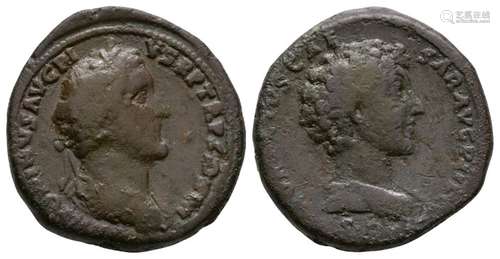 Ancient Roman Imperial Coins - Antonius Pius & Marcus Aurelius - Double Portrait As