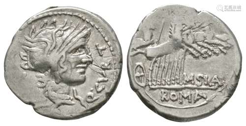 Ancient Roman Republican Coins - Q Curtius and M Junius Silanus - Jupiter Denarius