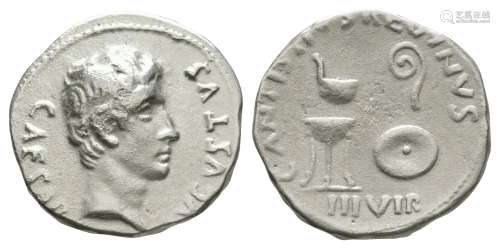 Ancient Roman Imperial Coins - Augustus - C Antistius Reginus - Implements Denarius
