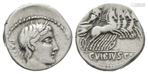 Ancient Roman Republican Coins - C Vibius C f Pansa - Minerva Denarius