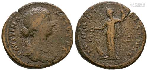 Ancient Roman Imperial Coins - Faustina II - Juno Sestertius