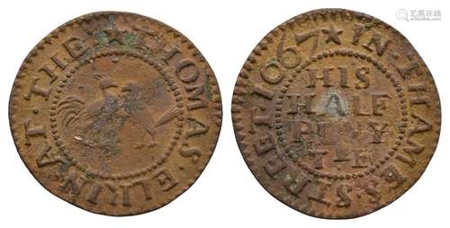 British Tokens - 17th Century - London - Thames Street - Token Halfpenny