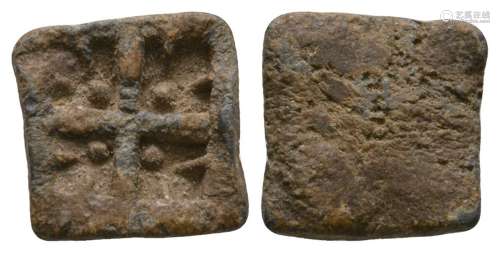 Coin Weights - Medieval - Cross-and-Pellets Square Weight