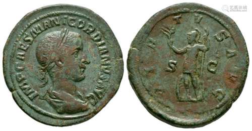 Ancient Roman Imperial Coins - Gordian III - Virtus Sestertius