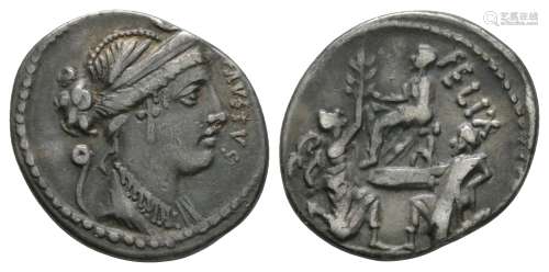Ancient Roman Republican Coins - Faustus Cornelius Sulla - Bocchus and Jugartha Denarius