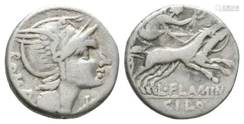 Ancient Roman Republican Coins - L Flaminius Cilo - Victory Denarius